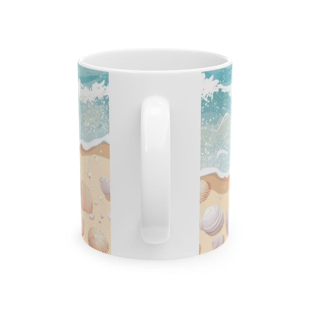 Seaside Waves Beach Mug – Coastal Starfish Shell Ceramic Coffee Cup (11oz, 15oz)