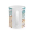 Seaside Waves Beach Mug – Coastal Starfish Shell Ceramic Coffee Cup (11oz, 15oz) – view 2
