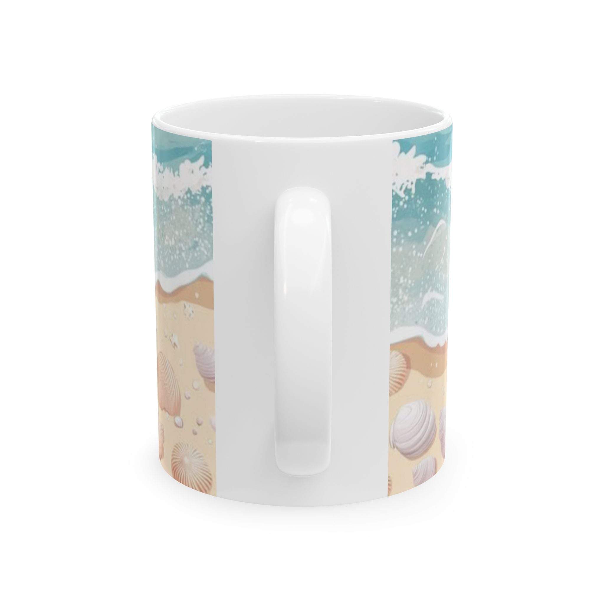 Seaside Waves Beach Mug – Coastal Starfish Shell Ceramic Coffee Cup (11oz, 15oz)