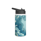 Ocean Floral Stainless Steel Water Bottle — Sea Turtle & Whale Design – view 3