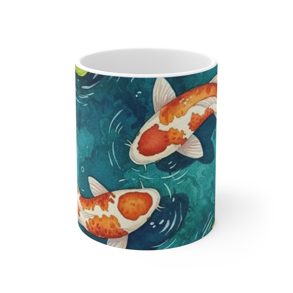 Koi Fish Ceramic Mug — 11oz Tranquil Pond Coffee Cup