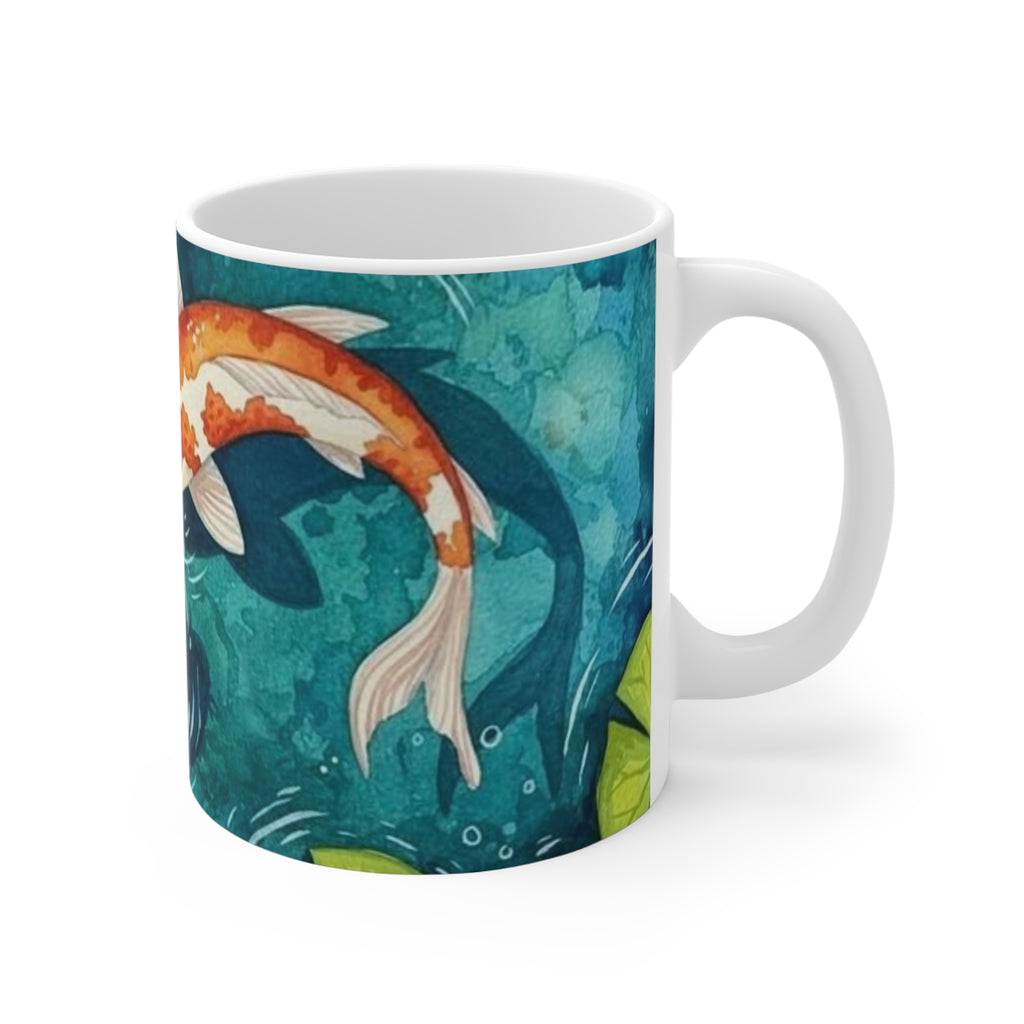 Koi Fish Ceramic Mug — 11oz Tranquil Pond Coffee Cup