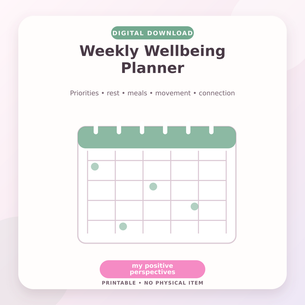 Weekly Wellbeing Planner – Digital Download