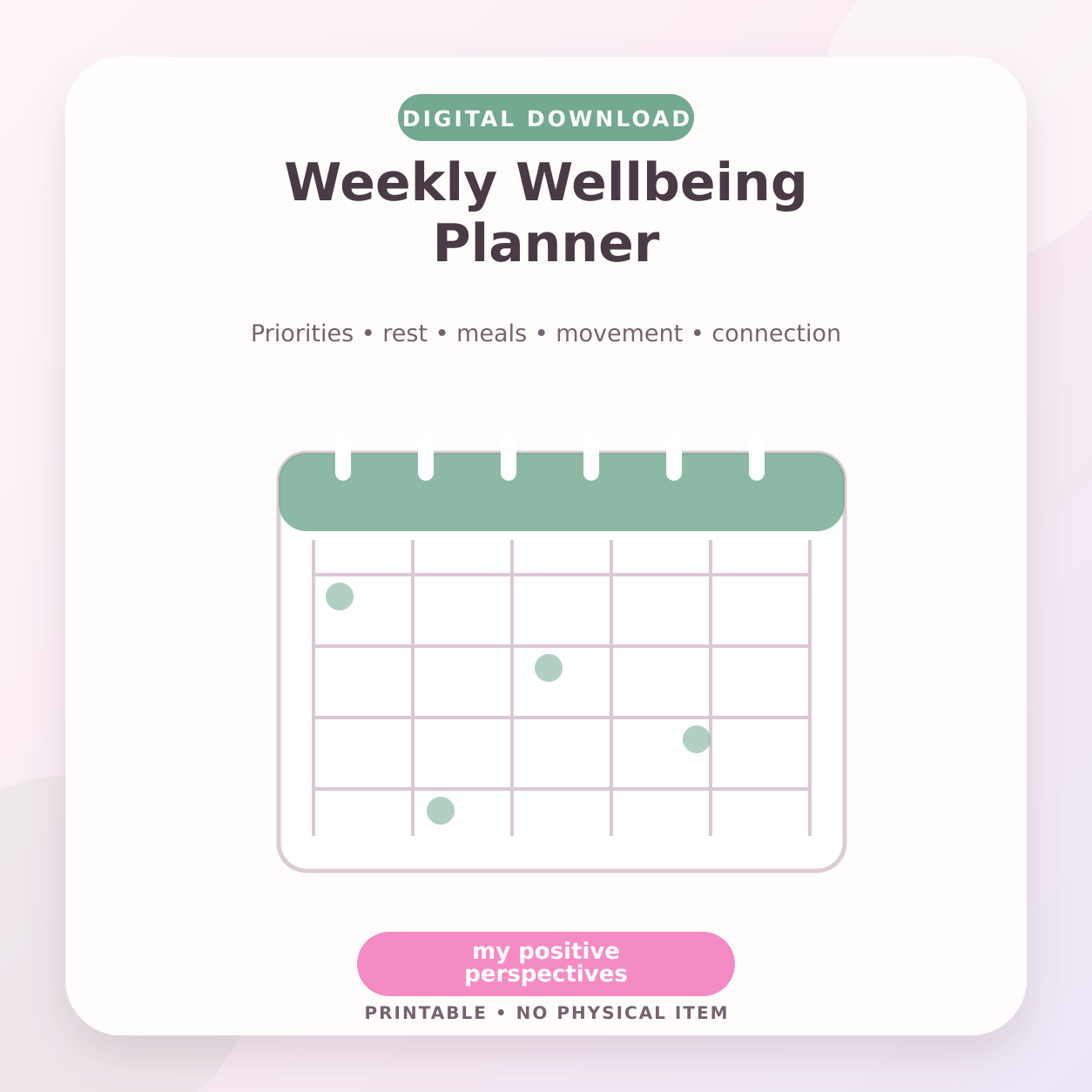 Weekly Wellbeing Planner – Digital Download