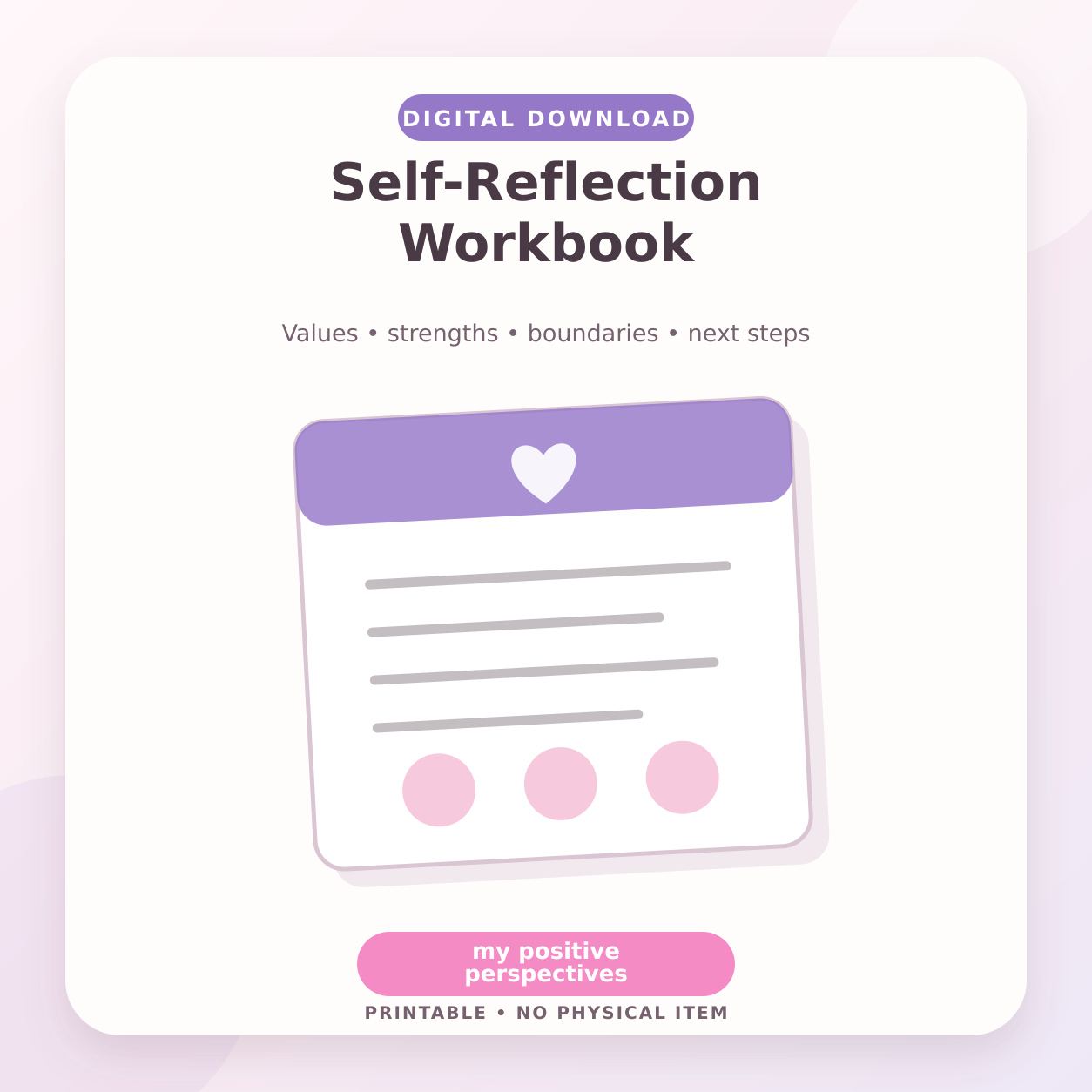 Self-Reflection Workbook – Digital Download