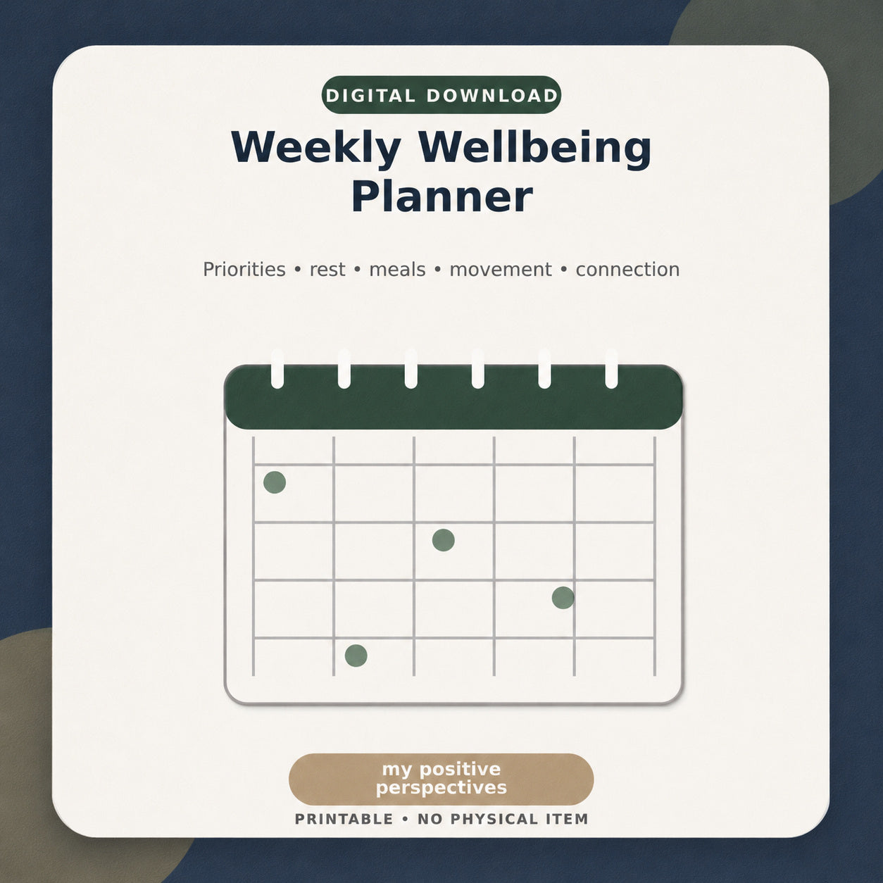 Weekly Wellbeing Planner – Digital Download