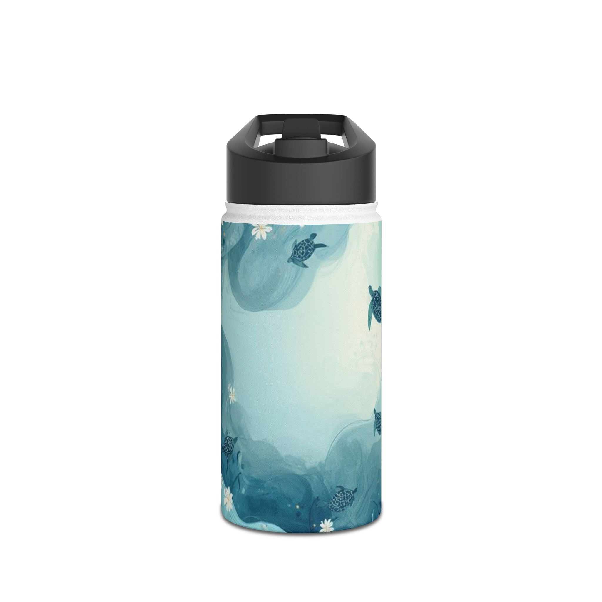 Ocean Floral Stainless Steel Water Bottle — Sea Turtle & Whale Design